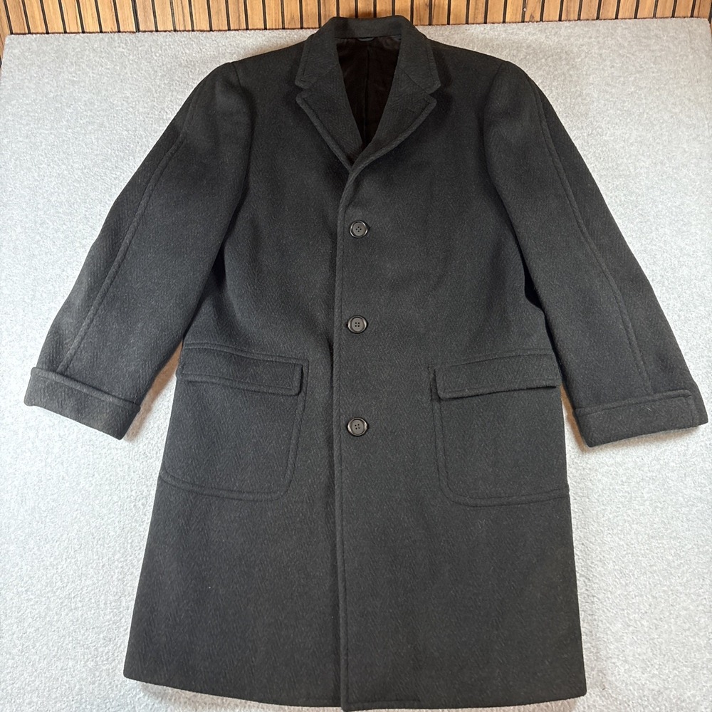 VTG BRENT Wool Overcoat Men's Sz 43 L Single Vent Dark Gray 50s 60s City Classic